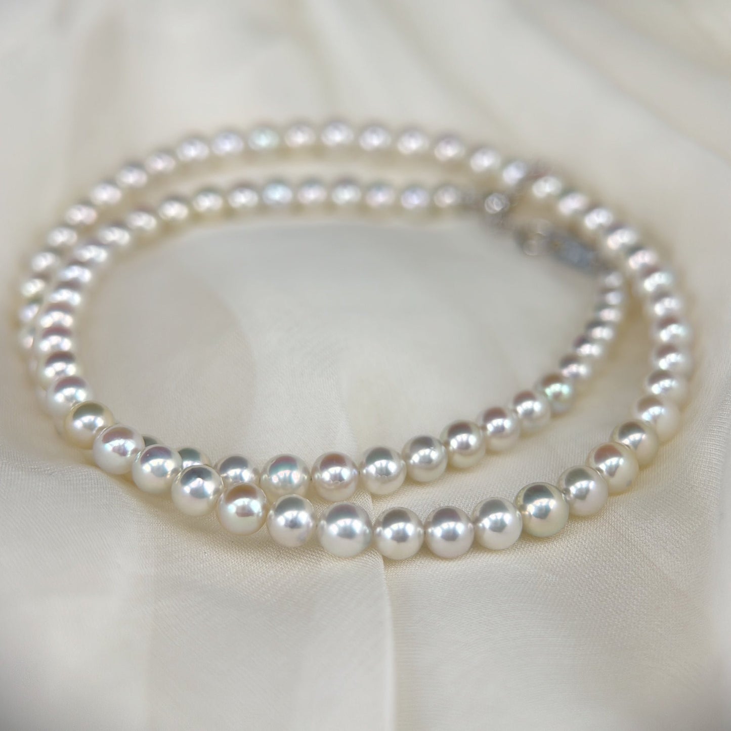Akoya Pearl Full Necklace in 18K White Gold, 4-4.5mm