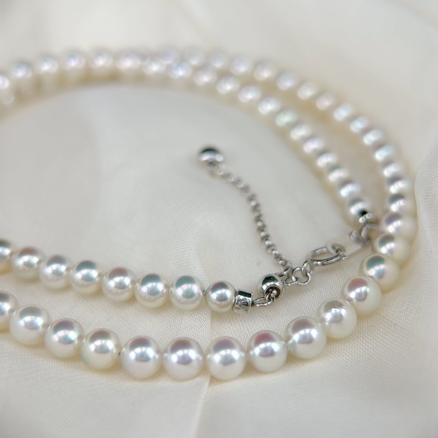Akoya Pearl Full Necklace in 18K White Gold, 4-4.5mm