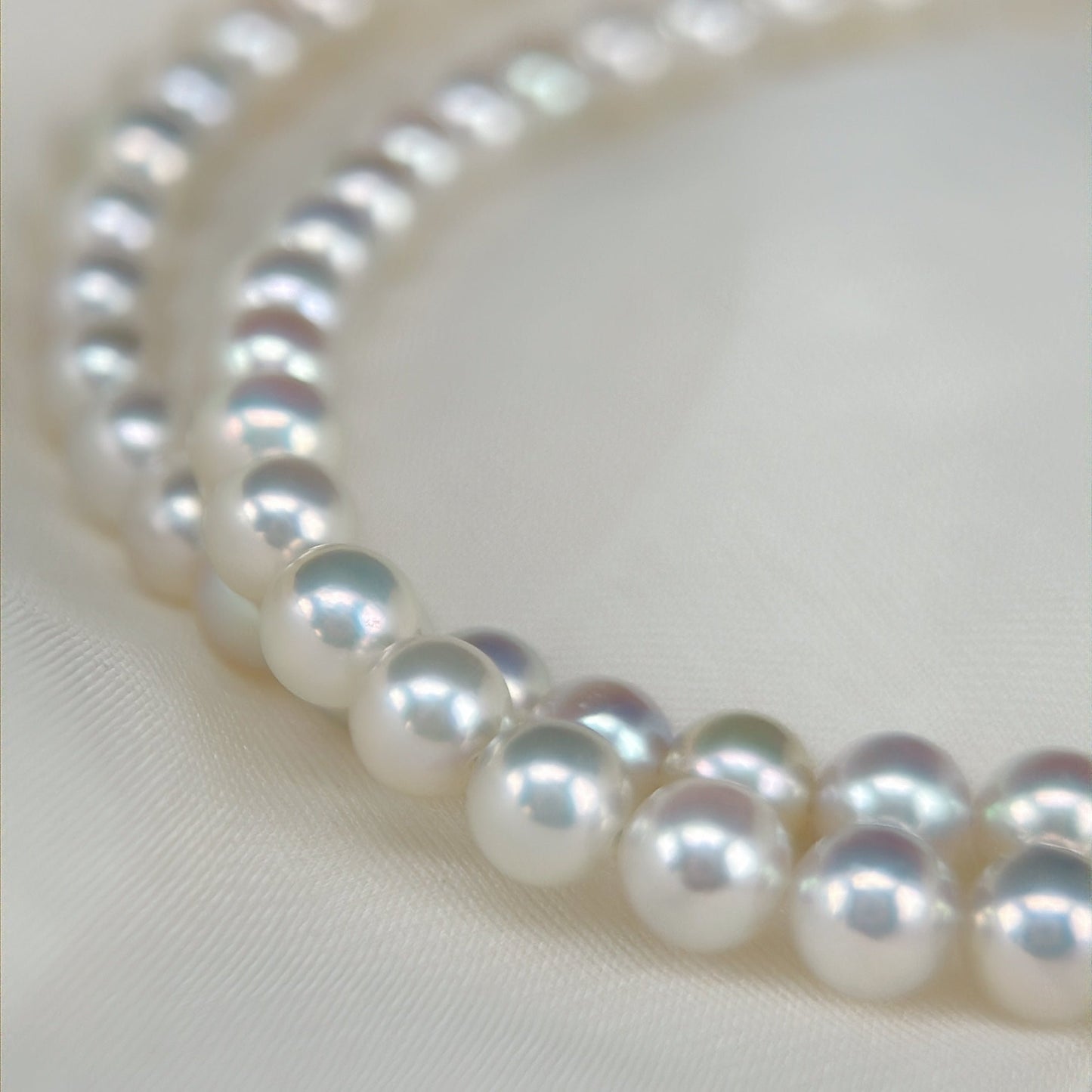 Akoya Pearl Full Necklace in 18K White Gold, 4-4.5mm