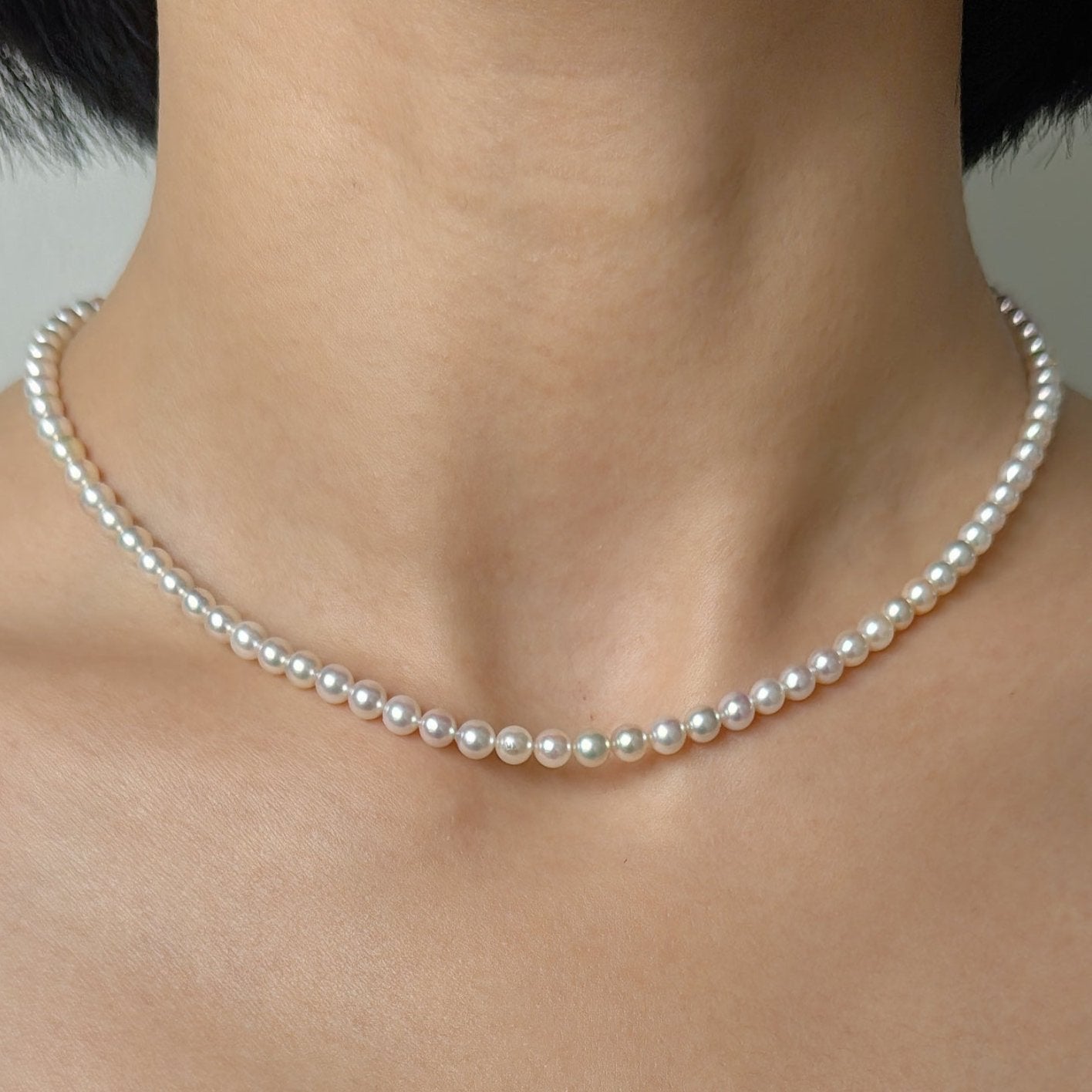 Akoya Pearl Full Necklace in 18K White Gold, 4-4.5mm