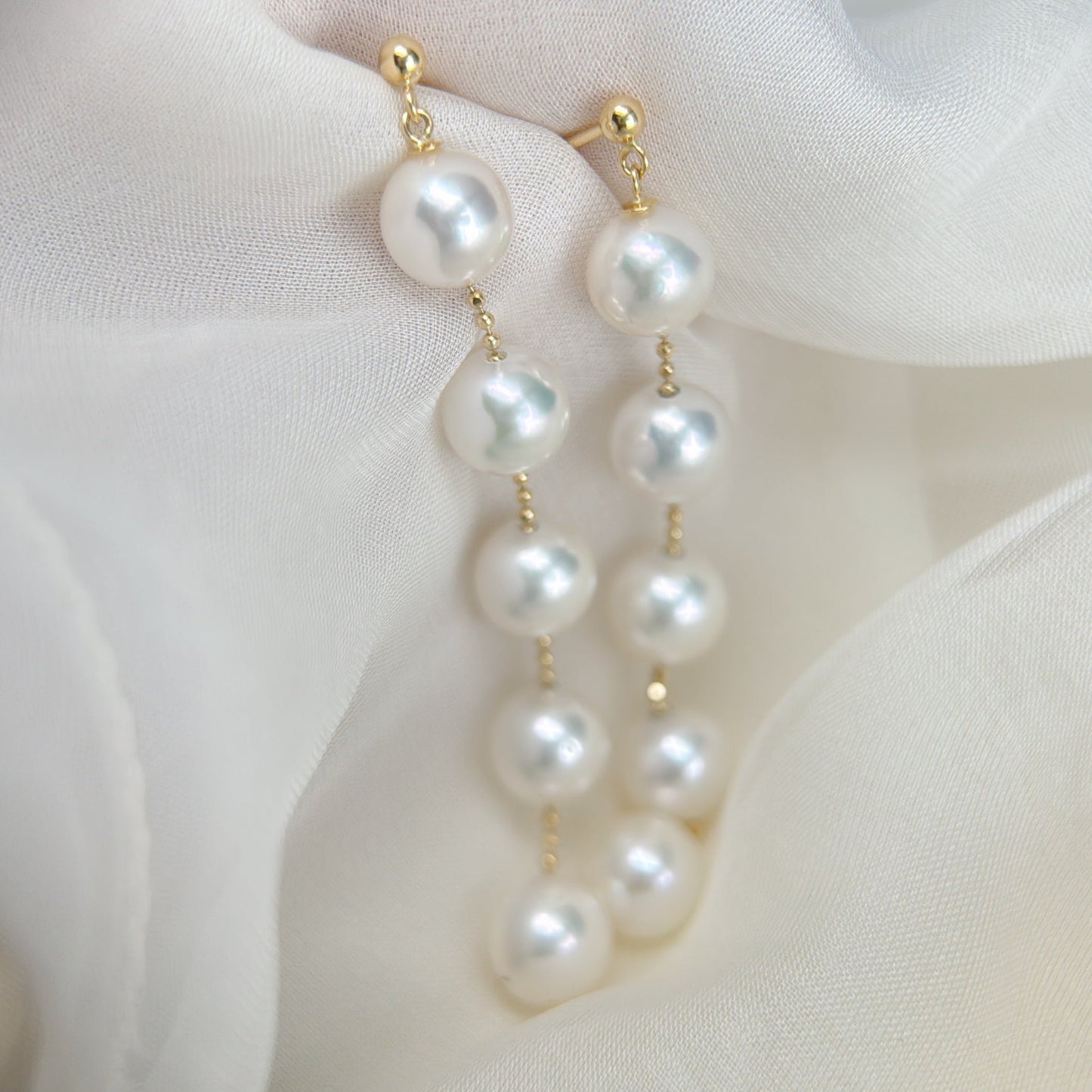 Akoya Pearl Earrings in 18K Yellow Gold, 7-7.5mm
