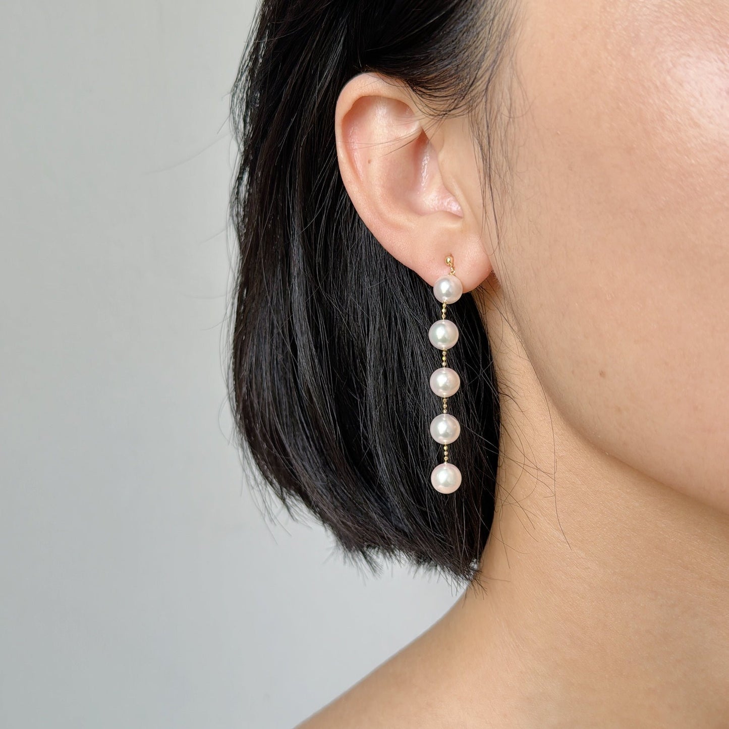 Akoya Pearl Earrings in 18K Yellow Gold, 7-7.5mm