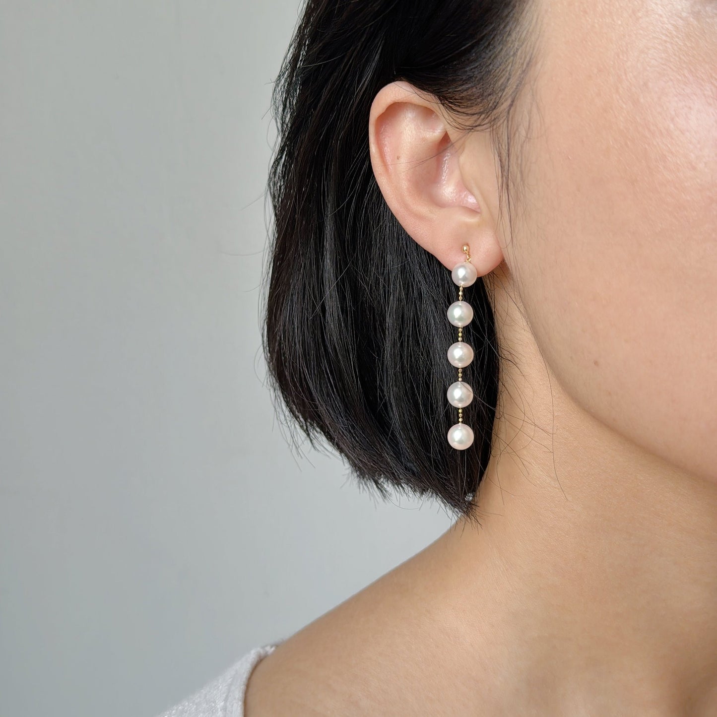 Akoya Pearl Earrings in 18K Yellow Gold, 7-7.5mm