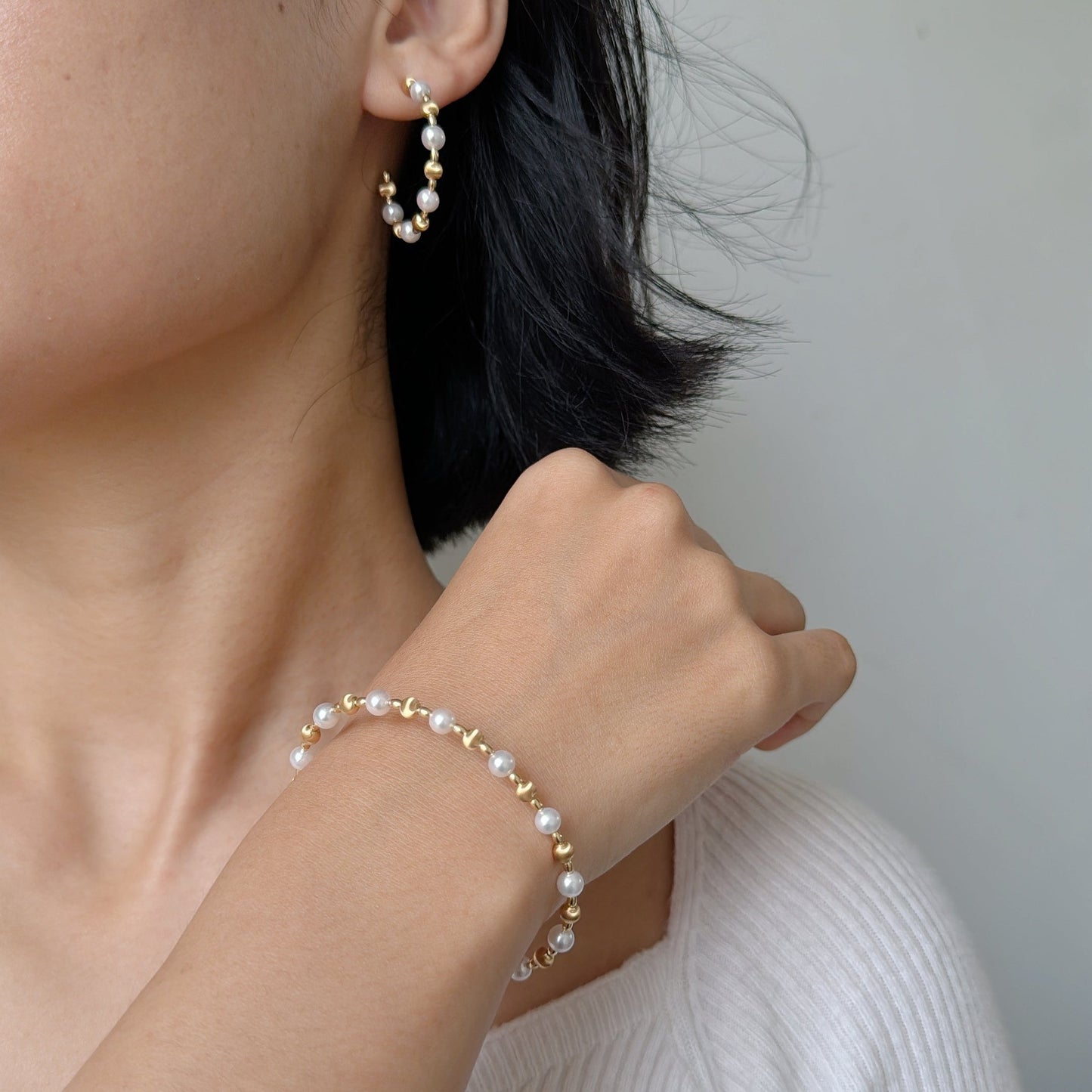 Akoya Pearl Bracelet in 18K Yellow Gold, 4.5-5mm