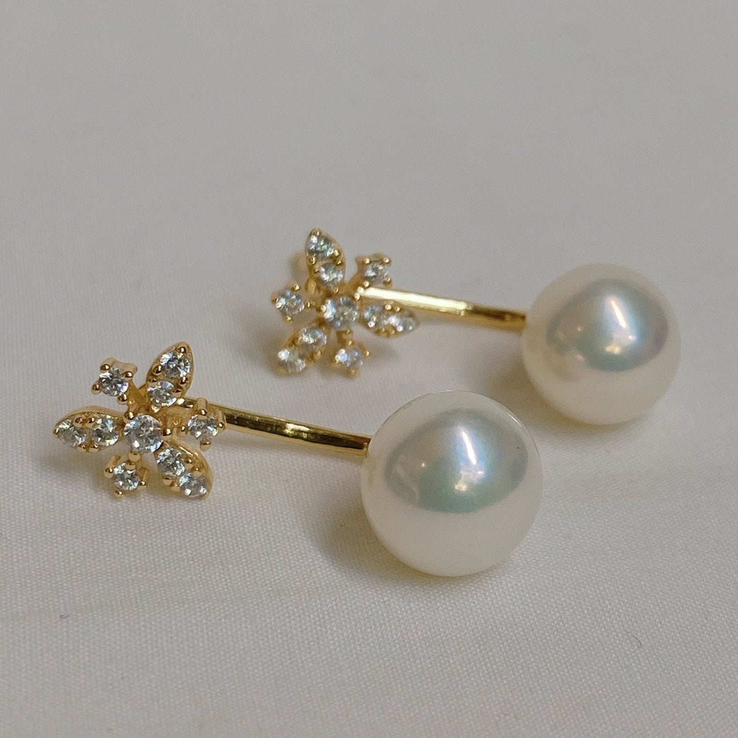 Yellow Gold Plated Sterling Silver Freshwater Pearl Detachable Earrings, ER11