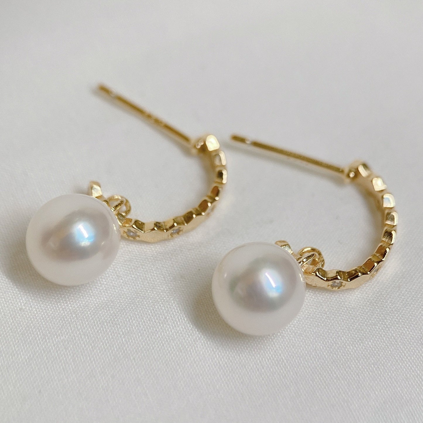 Yellow Gold Plated Sterling Silver Freshwater Pearl Earrings, ER38