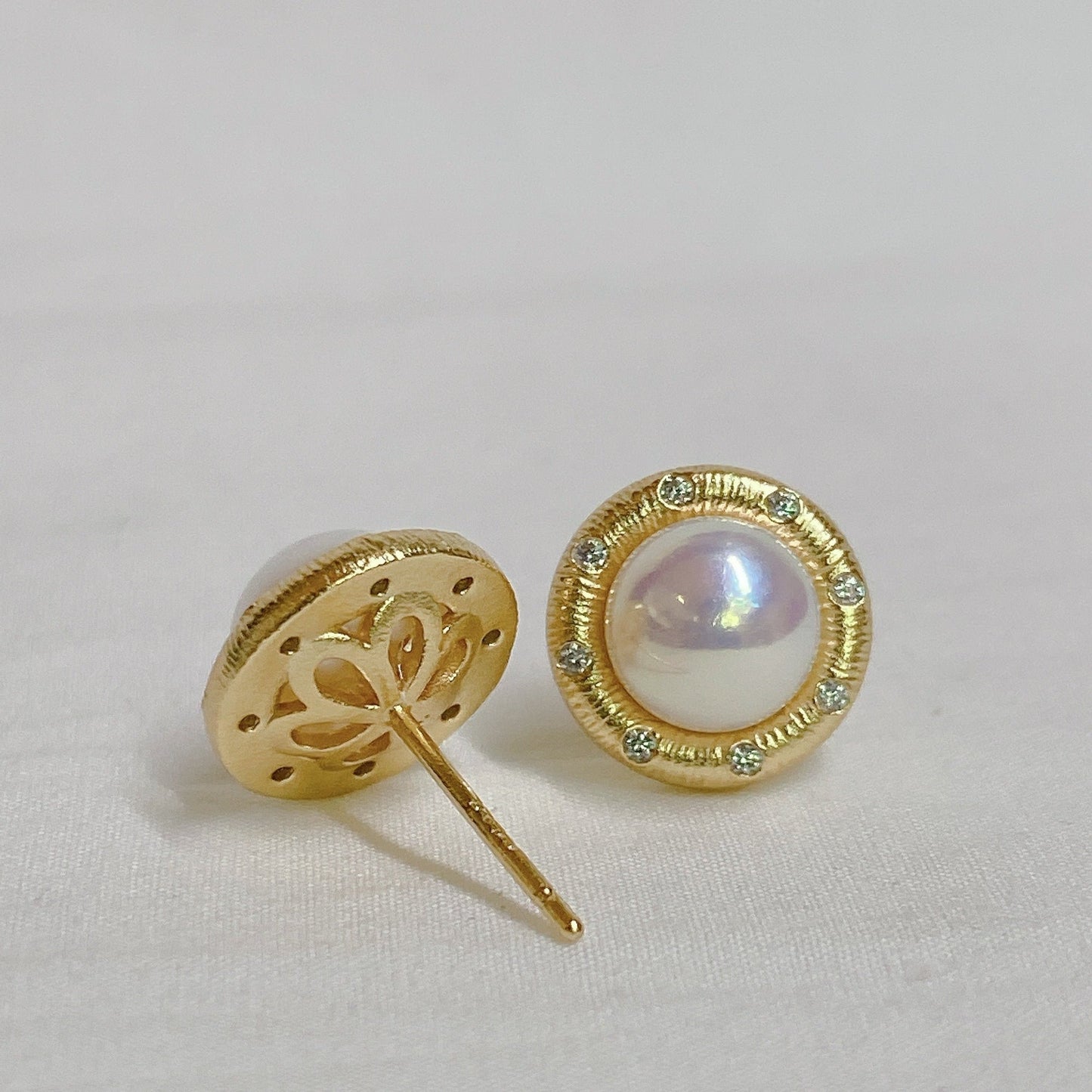 Yellow Gold Plated Sterling Silver Freshwater Pearl Earrings, ER4