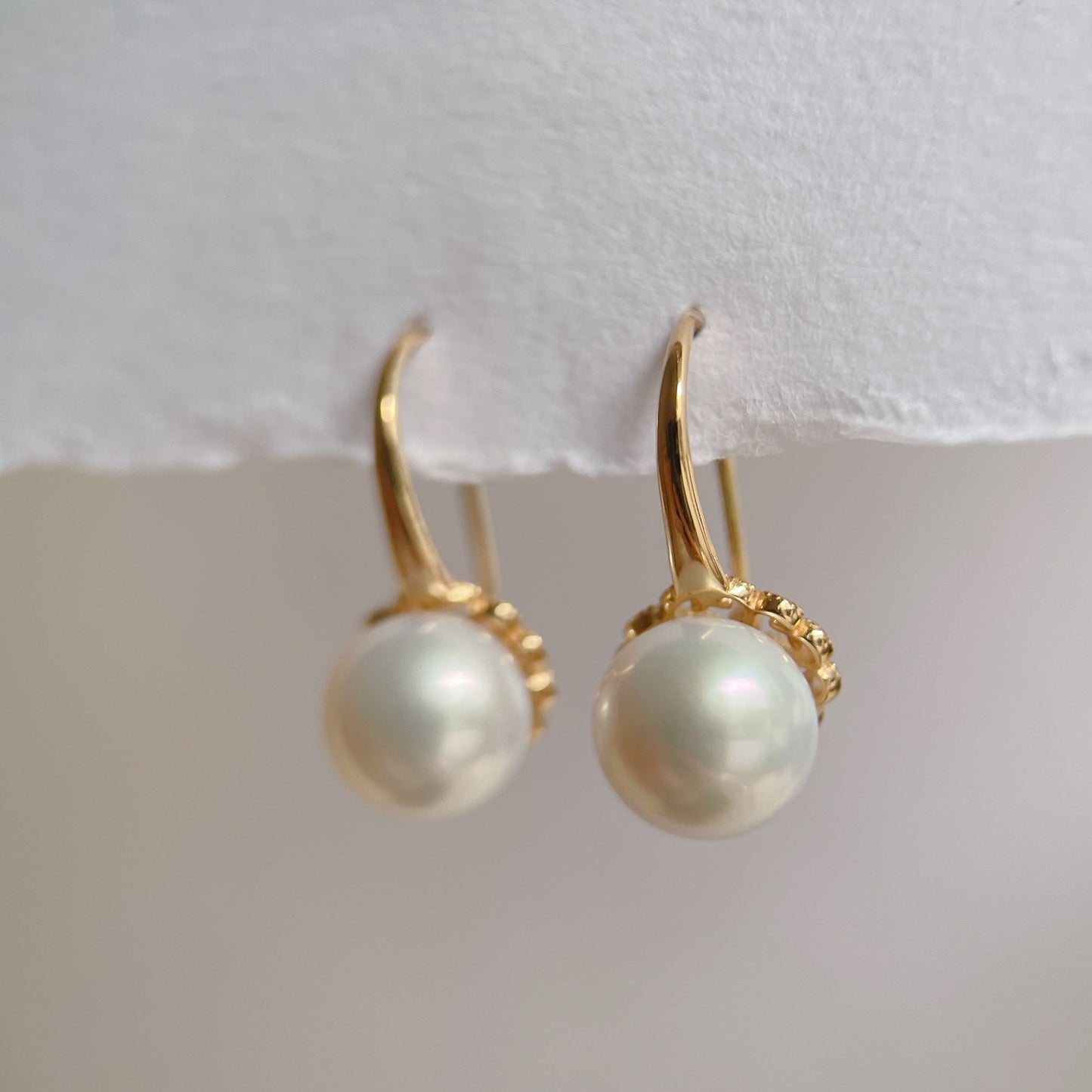 Yellow Gold Plated Sterling Silver Freshwater Pearl Earrings, ER34