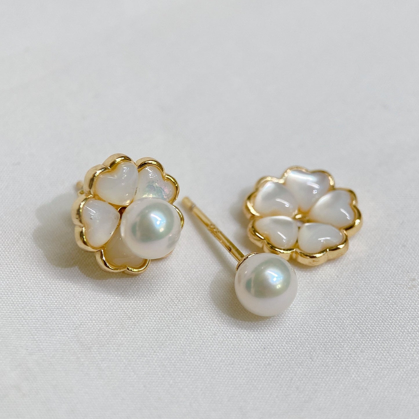 Yellow Gold Plated Sterling Silver Freshwater Pearl Detachable Earrings, ER44