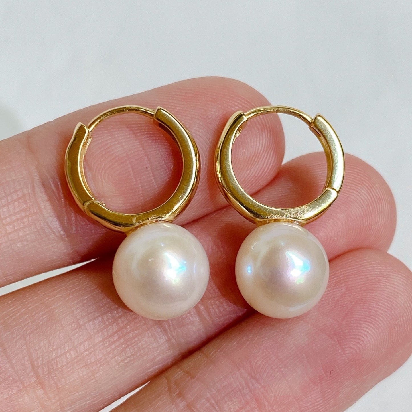 Yellow Gold Plated Sterling Silver Freshwater Pearl Earrings, ER23