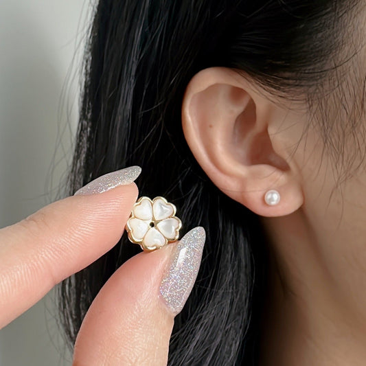 Yellow Gold Plated Sterling Silver Freshwater Pearl Detachable Earrings, ER44