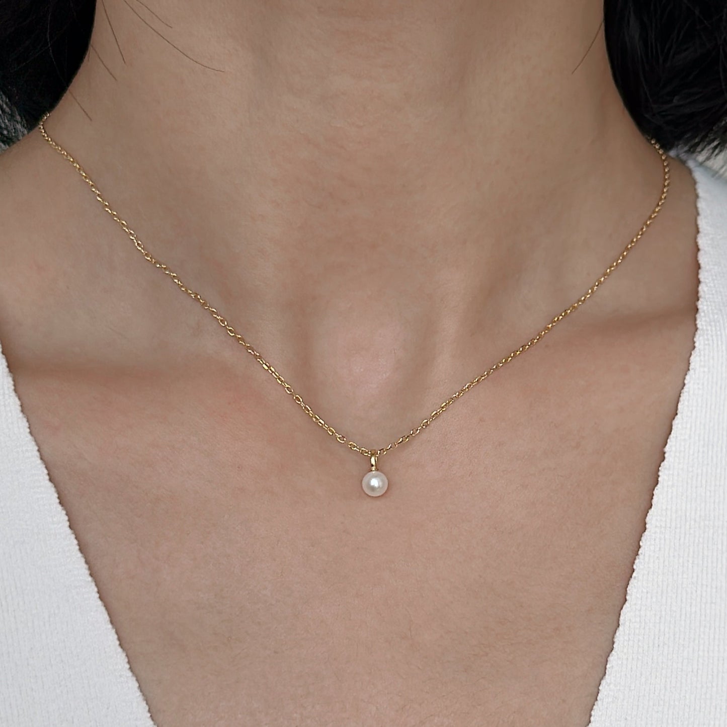 Yellow Gold Plated Sterling Silver Freshwater Pearl Necklace with Mother of Pearl, NL11