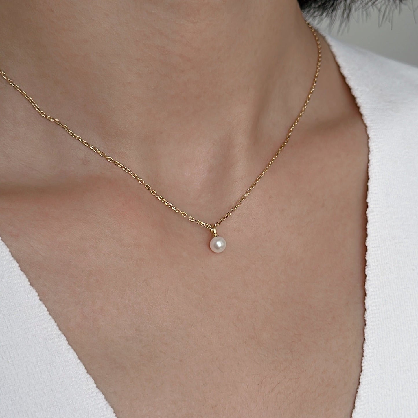 Yellow Gold Plated Sterling Silver Freshwater Pearl Necklace with Mother of Pearl, NL11