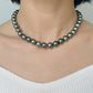 Tahitian Pearl Full Pearl Necklace with Silver Clasp, 10-11.9mm,cert EJ0488