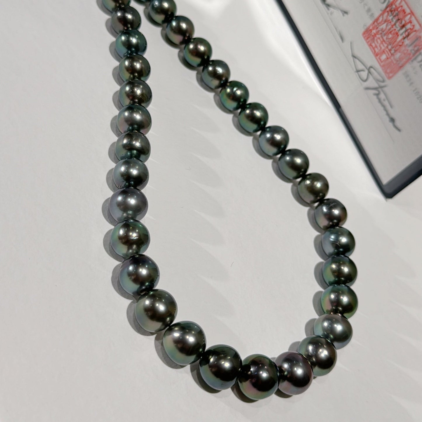 Tahitian Pearl Full Pearl Necklace with Silver Clasp, 10-11.9mm,cert EJ0488