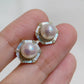 Yellow Gold Plated Sterling Silver Freshwater Pearl Earrings with Mother of Pearl, ER50