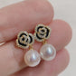Yellow Gold Plated Sterling Silver Freshwater Pearl Earrings, ER55