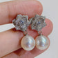 White Gold Plated Sterling Silver Freshwater Pearl Earrings, ER48