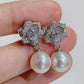 White Gold Plated Sterling Silver Freshwater Pearl Earrings, ER48