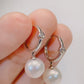 Akoya Pearl Hoop Earrings in 18k White Gold with Diamond, d0.06ct,9-9.5mm