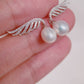 White Gold Plated Sterling Silver Freshwater Pearl Earrings, ER70