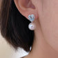 White South Sea Pearl and Aquamarine Earrings in 18K White Gold with Diamond, aq4.6ct,d0.192ct,11.5-12mm