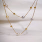 Candy Colour Akoya Pearl Stationed Necklace in 18K Yellow Gold, 3-3.5mm,80cm
