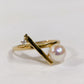 Akoya Pearl Ring in 18K Yellow Gold with Diamond, d0.03ct,6-6.5mm