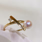 Akoya Pearl Ring in 18K Yellow Gold with Diamond, d0.03ct,6-6.5mm