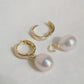 Yellow Gold Plated Sterling Silver Freshwater Pearl Detachable Earrings with Mother of Pearl, ER21