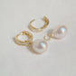 Yellow Gold Plated Sterling Silver Freshwater Pearl Detachable Earrings with Mother of Pearl, ER21
