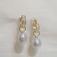 Yellow Gold Plated Sterling Silver Freshwater Pearl Detachable Earrings with Mother of Pearl, ER21