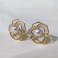 Yellow Gold Plated Sterling Silver Freshwater Pearl Earrings with Mother of Pearl, ER15