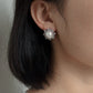 White Gold Plated Sterling Silver Freshwater Edison Pearl Earrings with Chalcedony, ER41