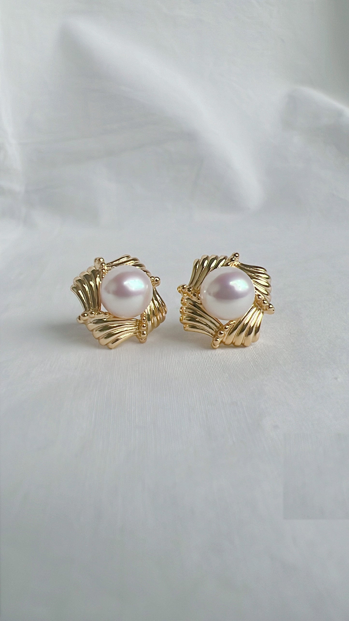 Yellow Gold Plated Sterling Silver Freshwater Pearl Earrings, ER6