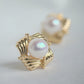 Yellow Gold Plated Sterling Silver Freshwater Pearl Earrings, ER6