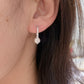 Akoya Pearl Hoop Earrings in 18k White Gold with Diamond, d0.35ct,6.5-7mm