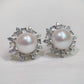 White Gold Plated Sterling Silver Freshwater Edison Pearl Earrings with Chalcedony, ER41