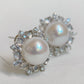 White Gold Plated Sterling Silver Freshwater Edison Pearl Earrings with Chalcedony, ER41