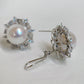 White Gold Plated Sterling Silver Freshwater Edison Pearl Earrings with Chalcedony, ER41
