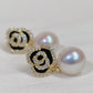 Yellow Gold Plated Sterling Silver Freshwater Pearl Earrings, ER55