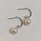 White Gold Plated Sterling Silver Freshwater Pearl Earrings, ER63