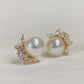Yellow Gold Plated Sterling Silver Freshwater Pearl Earrings, ER65