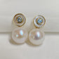 Yellow Gold Plated Sterling Silver Freshwater Pearl Earrings with Mother of Pearl, ER13