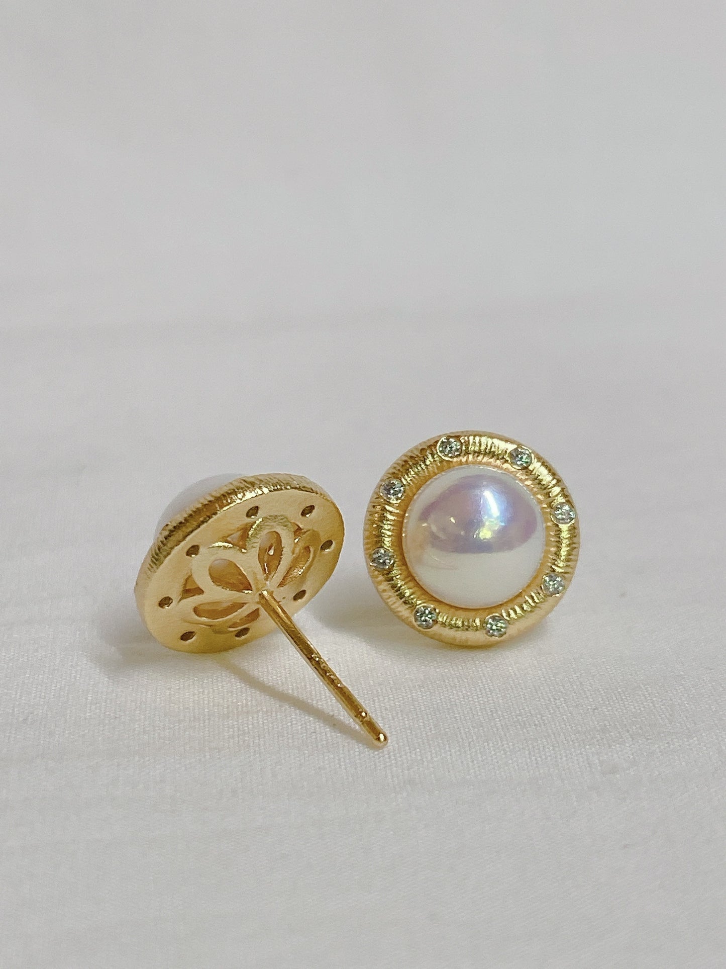 Yellow Gold Plated Sterling Silver Freshwater Pearl Earrings, ER4