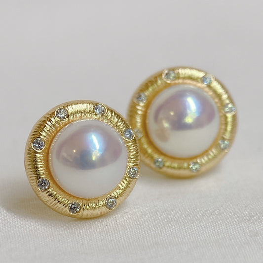 Yellow Gold Plated Sterling Silver Freshwater Pearl Earrings, ER4