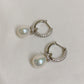 White Gold Plated Sterling Silver Freshwater Pearl Earrings, ER42