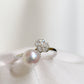 Akoya Pearl Flower Ring in 18K White Gold, d0.065ct,7-7.5mm