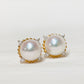 Akoya Pearl Earrings in 18K Yellow Gold with Diamond d0.096ct,8-8.5mm