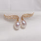 Yellow Gold Plated Sterling Silver Freshwater Pearl Earrings, ER69